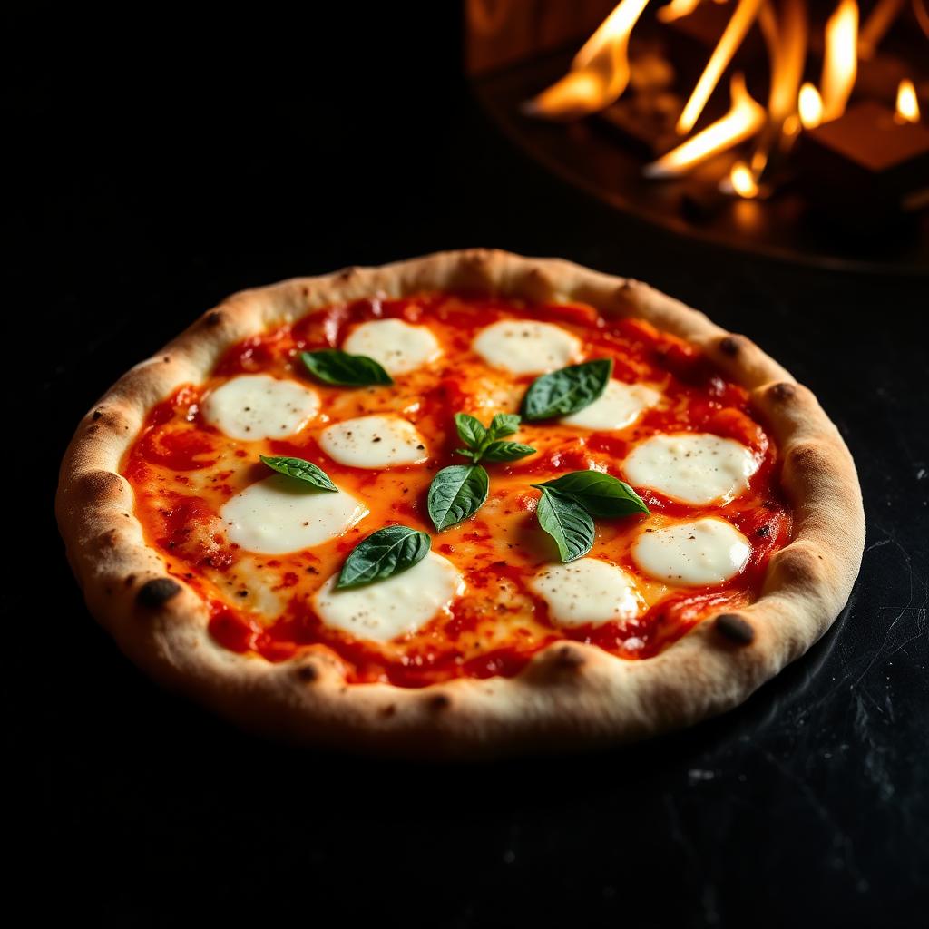 Wood-fired Margherita pizza
